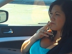 Christina Smoking VS120 in Car
