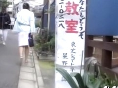 Pair of cute Japanese babes get involved in street sharking.