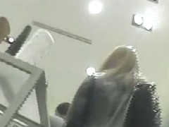 Sensual hot floozie caught on an upskirt spy cam video