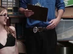 Stallion cop grinding a dirty minded teen on the desk