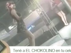 Blonde and brunette dancers in short dresses flash their sexy asses on live TV