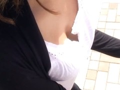 Free down blouse video of a hot Asian babe with perky tits