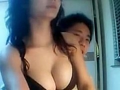Busty Asian sucked my rod on webcam