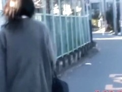 Energetic Asian hoe gets very surprised when stranger lifts her skirt