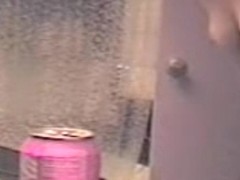 My sexy guest with nude tits and pussy on shower spy cam