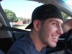 Guy seduces beauty to suck his dick in a car