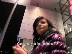 Shy Czech hotty is convinced the flash & fuck in public for specie