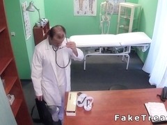 Nurse strips to lingerie and fucks doctor in hospital
