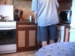non-professional pair fuck from kitchen to living room