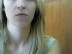 Naughty blonde gets naked on webcam
