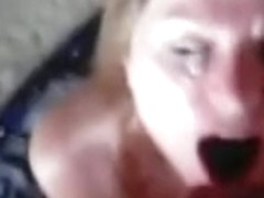 Blonde welcomed my cum on her face
