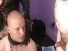Awesome domina tortures three sissy slaves