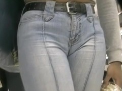 Provocative ass in tight jeans in the candid street video