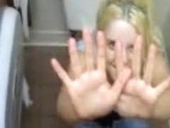 Nice blonde teen caught in a toilet