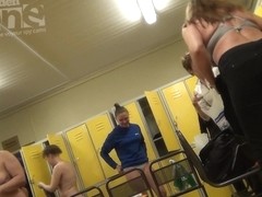 MILF with appetizing ass undressing in the women's locker room