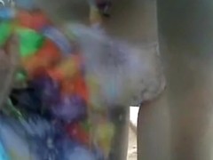Beach change cabin camera giving hot view on amateur tits