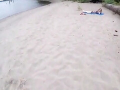 young couple having sex near the river - fuck her on