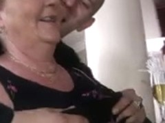Excited grannies fuck at the bar