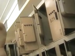 Spy cam in the locker room shoots hot waving booty