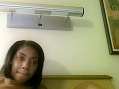 Ebony hottie spreads legs on webcam