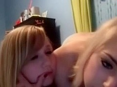 2 blond angels giving a kiss on livecam
