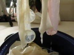 Awesome Wet Condom Play In SIL Nylons  and  Satin Panties