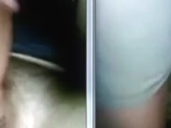 BBW wife sucks dick on webcam while a stranger wanks