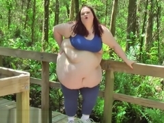 Fat Girl Exercises In Public Park - Weight Gain Makes Jumping Jacks Hard