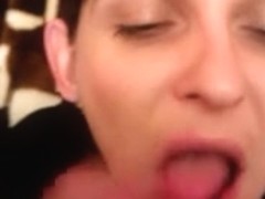 Milf brunette blowjob and facial video