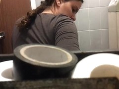 Amateur flashed ass and fatty belly on the toilet cam