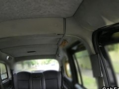Made up busty blonde banged in fake taxi