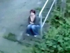German redhead girl pov blowjob outdoor