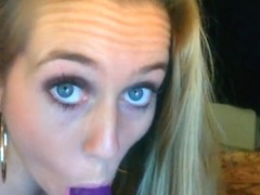 Blonde stunner masturbates on webcam