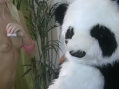 Striptease and sexy fuck for shy Panda