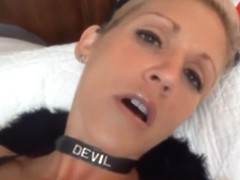 Dilettante in hot devil dress toy fuck her wet crack