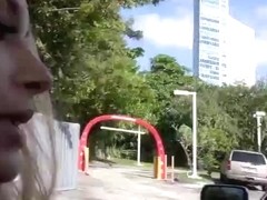 Petite babe Uma Jolie pulls out a drivers cock to suck