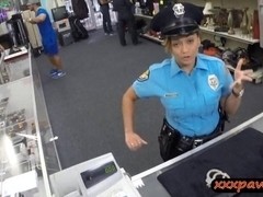 Lady police officer gets nailed in a pawnshop to earn cash