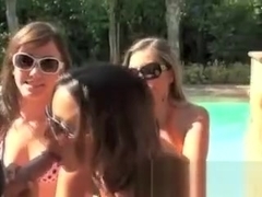 Dirty Amateur Girls In Bikinis Sucking One Dick Outdoors
