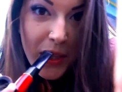 The smoke fetish queen Alexxxya smoking pipe