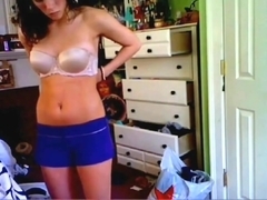 Slut exposed changing in her room