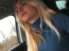 Blonde real amateur has sex with a stranger on the backseat