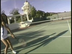 2 sexy latinas getting screwed on the tennis court
