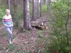 Blasting the motherload on a german girl's face in the forest !!!