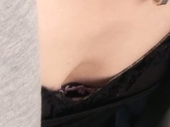 Pretty face asian small tits on great downblouse video