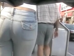 Hot ass babes caught on cam by street candid voyeur