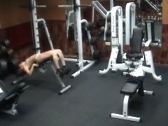 Voyeur sexy poses in gym