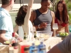 Black couple breaks the ice at the backyard during