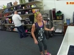 Slim blonde hoe tries to sell her car and fucked by pawnkeeper