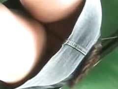 Curvy Latina with no panties on = hot upskirt porn