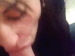 Oral sex video with an amazing brunette eating fat dong